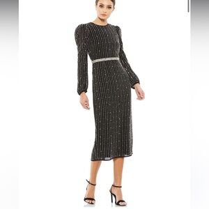 Mac Duggal Black and Silver Beaded Dress